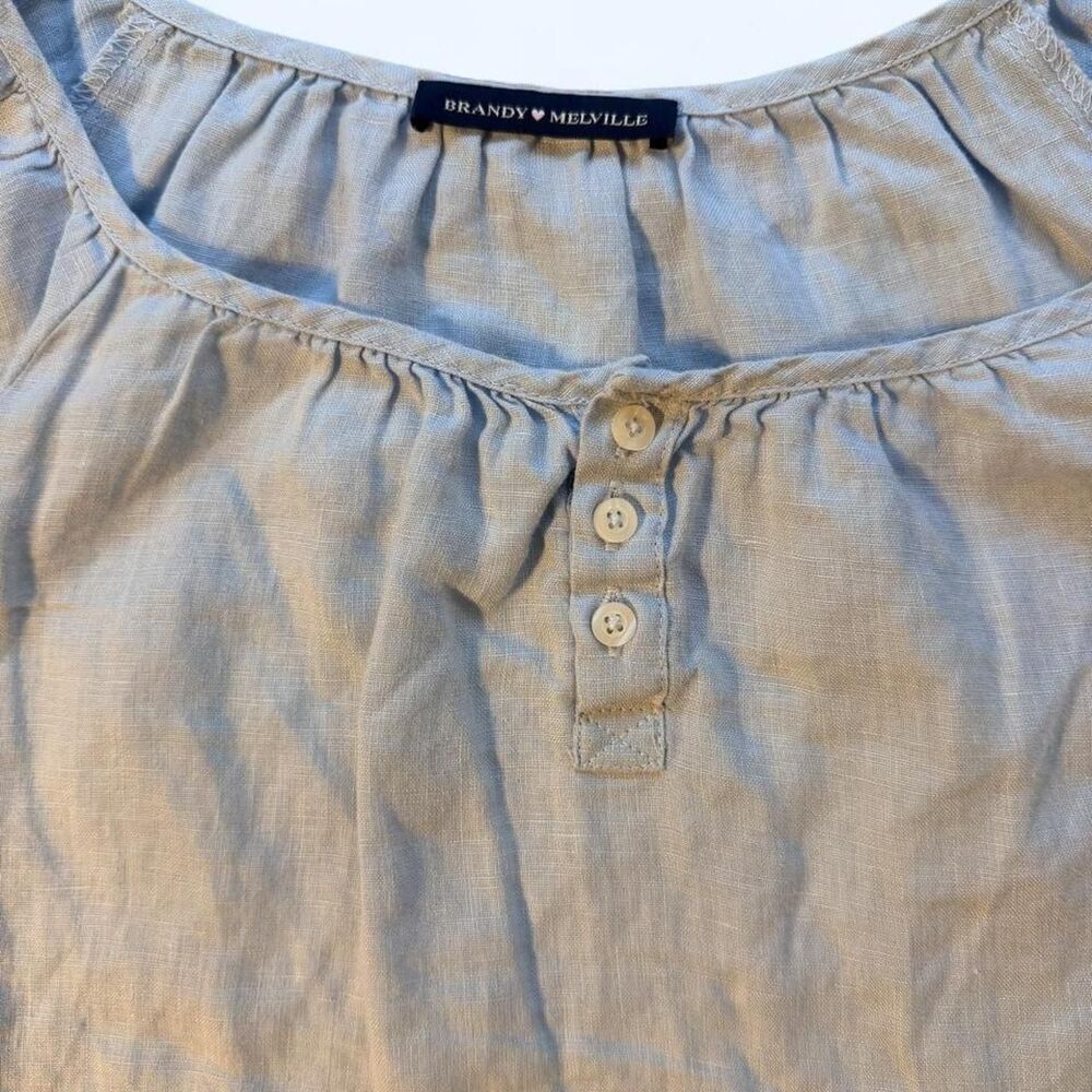 Brandy melville blue linen blouse